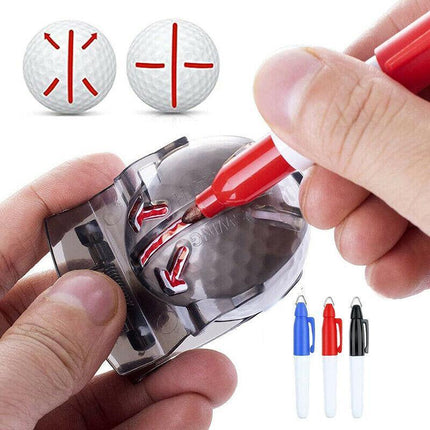 Sports Alignment Golf Ball Marker 3 Line Tool Drawing Liner Set Stencil Au Stock - Black