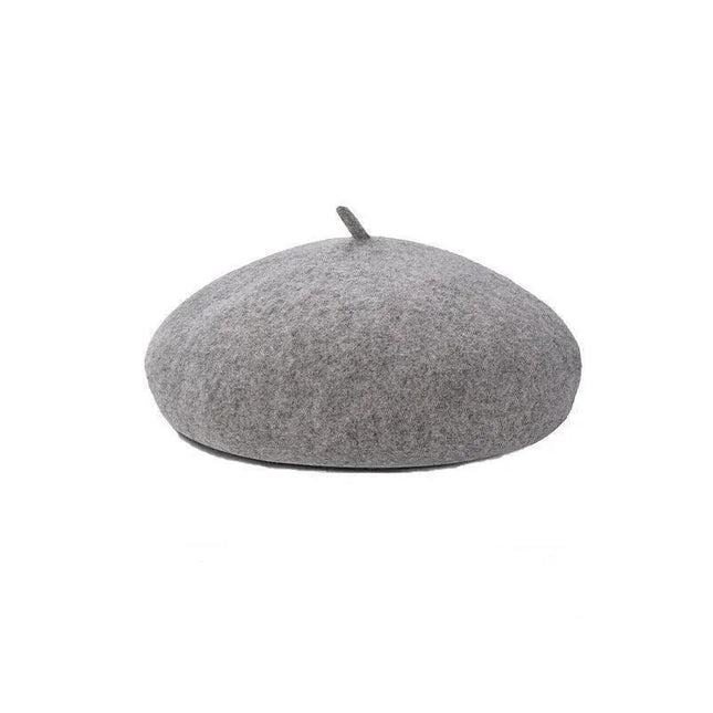 Women Ladies Beanie Wool French Beret Newsboy Hat Cap Winter Warm Hats Girls - Light Grey