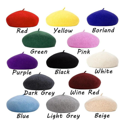 Women Ladies Beanie Wool French Beret Newsboy Hat Cap Winter Warm Hats Girls - Light Grey