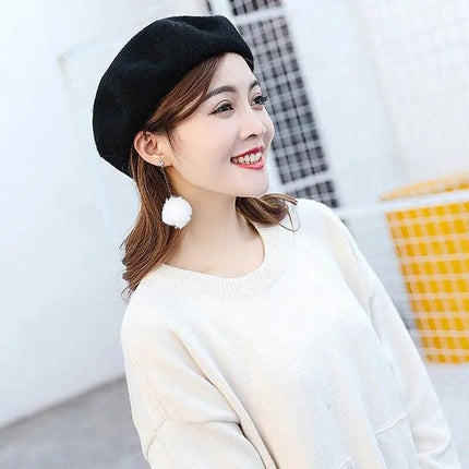 Women Ladies Beanie Wool French Beret Newsboy Hat Cap Winter Warm Hats Girls - Borland