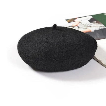 Women Ladies Beanie Wool French Beret Newsboy Hat Cap Winter Warm Hats Girls - White