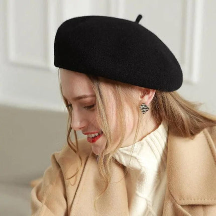 Women Ladies Beanie Wool French Beret Newsboy Hat Cap Winter Warm Hats Girls - Yellow