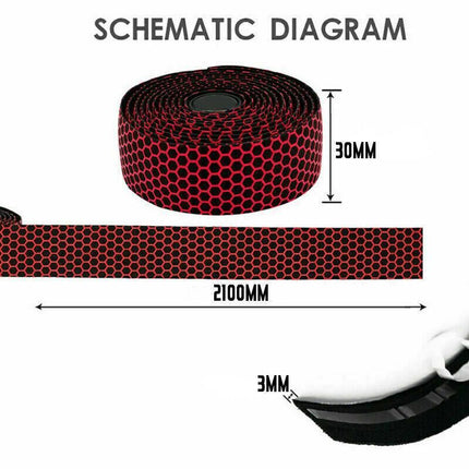 2X Thick Bicycle Handlebar Tape Bar Drop Wrap Mtb Road Bike Anti-Slip Punch - Red