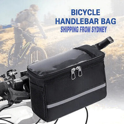 Waterproof Bicycle Handlebar Bag with Touchscreen Phone Pocket and Reflective Strip