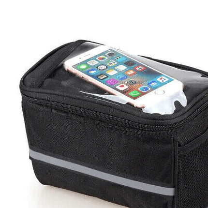 Waterproof Bicycle Handlebar Bag with Touchscreen Phone Pocket and Reflective Strip