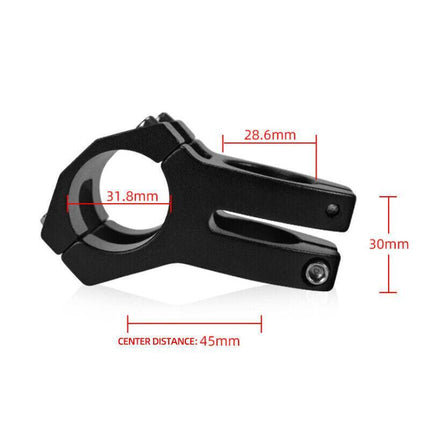 MTB Mountain Bike Handlebar Stem 31.8mm Aluminium Alloy Short Stem Cycling Part - Black