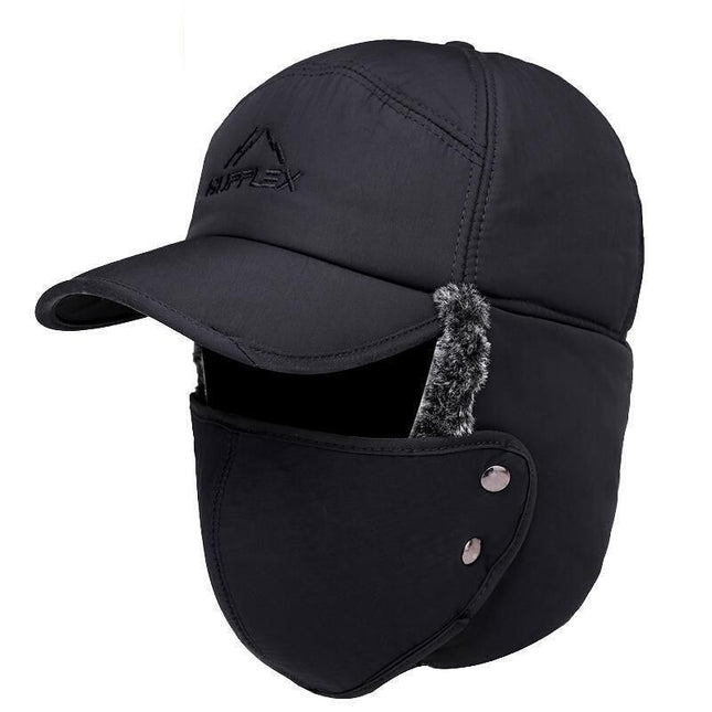 Winter 3 In 1 Thermal Fur Lined Trapper Bomber Hat With Ear Flap Face Mask Cap