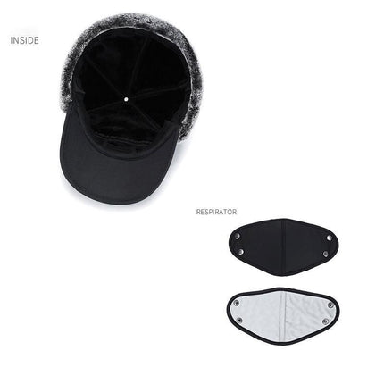 Winter 3 In 1 Thermal Fur Lined Trapper Bomber Hat With Ear Flap Face Mask Cap
