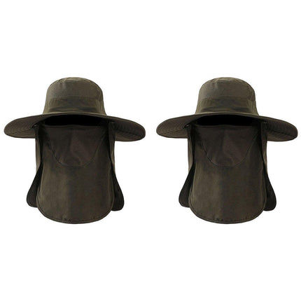 2PCS Outdoor Fisherman Hat Men Women Sun Protection Fishing Cap Bucket Hat - Navy