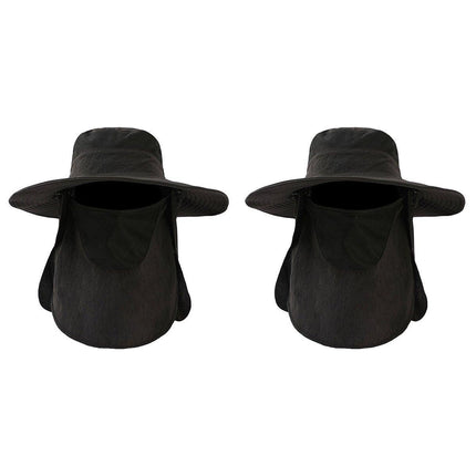 2PCS Outdoor Fisherman Hat Men Women Sun Protection Fishing Cap Bucket Hat - Navy