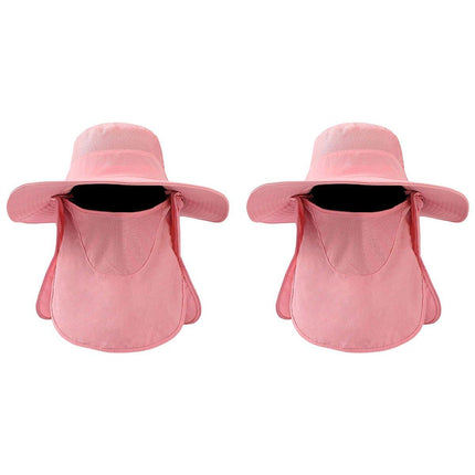 2PCS Outdoor Fisherman Hat Men Women Sun Protection Fishing Cap Bucket Hat - Navy