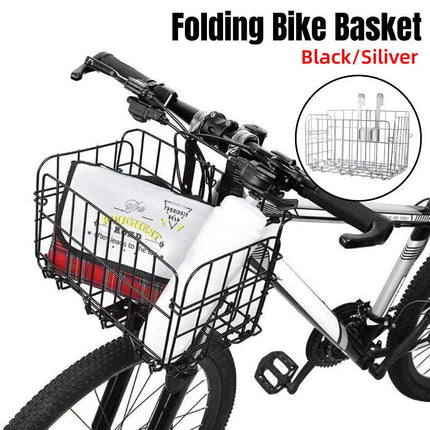 Foldable Bicycle Basket Front and Rear Hanging Storage Rack Bike Accessories - Black
