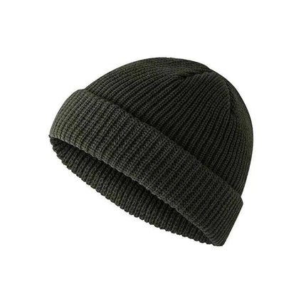 Men Women Mini Fisherman Beanie Winter Spring Hat Soft Knitted Docker Skull Cap - Beige