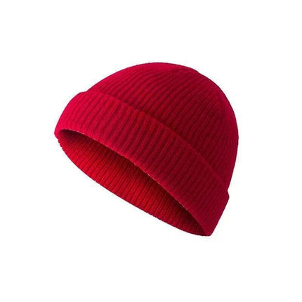 Men Women Mini Fisherman Beanie Winter Spring Hat Soft Knitted Docker Skull Cap - Beige