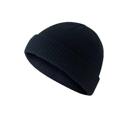 Men Women Mini Fisherman Beanie Winter Spring Hat Soft Knitted Docker Skull Cap - Khaki