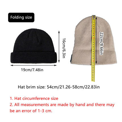 Men Women Mini Fisherman Beanie Winter Spring Hat Soft Knitted Docker Skull Cap - Orange