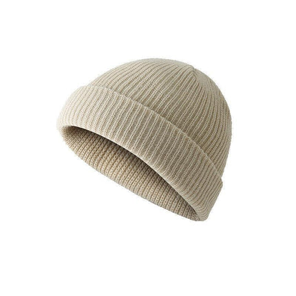 Men Women Mini Fisherman Beanie Winter Spring Hat Soft Knitted Docker Skull Cap - Orange