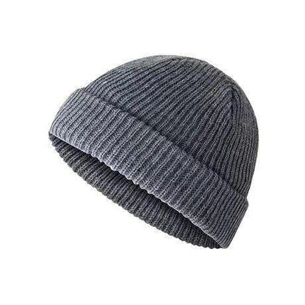 Men Women Mini Fisherman Beanie Winter Spring Hat Soft Knitted Docker Skull Cap - Rose Red