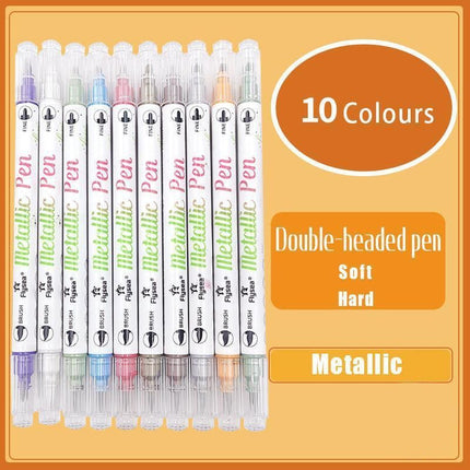 10-Color Set Double Head Shimmer Marker Pens for Albums & Doodles - 10-Colour Set
