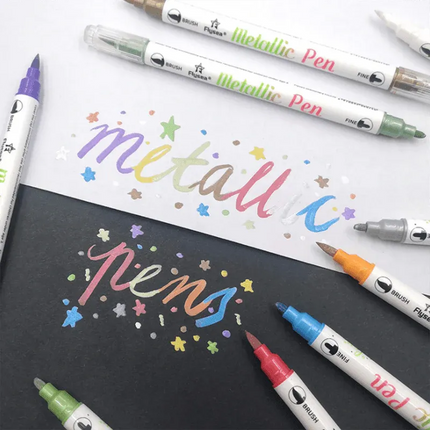 10-Color Set Double Head Shimmer Marker Pens for Albums & Doodles - 10-Colour Set