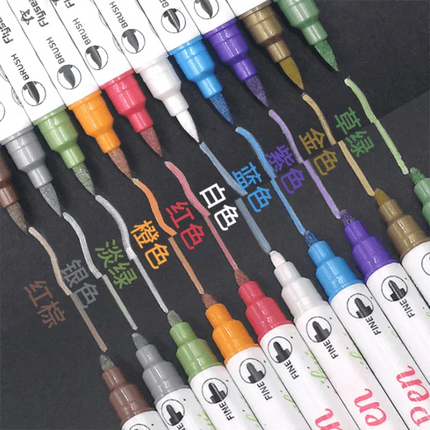 10-Color Set Double Head Shimmer Marker Pens for Albums & Doodles - 10-Colour Set