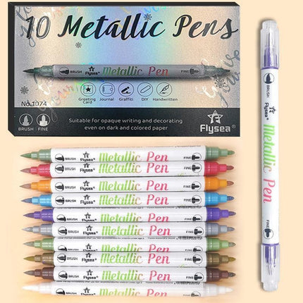 10-Color Set Double Head Shimmer Marker Pens for Albums & Doodles - 10-Colour Set