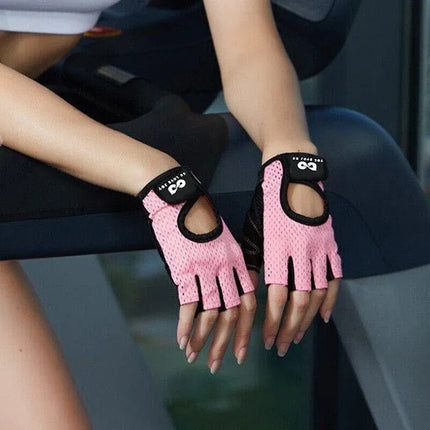 L Size Women Fitness Gym Training Gloves Half Finger Gel Weight Lifting Workout Gloves - Black