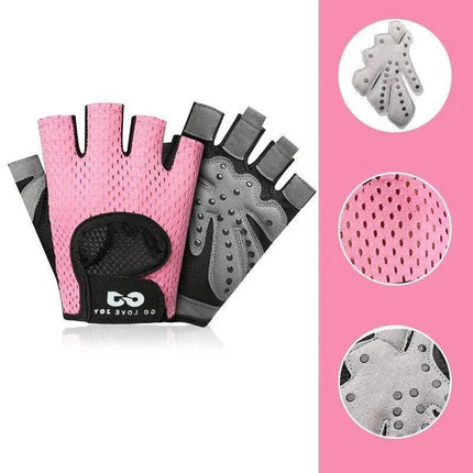 L Size Women Fitness Gym Training Gloves Half Finger Gel Weight Lifting Workout Gloves - Grey