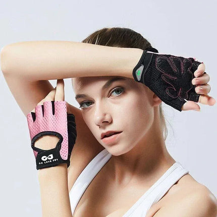 L Size Women Fitness Gym Training Gloves Half Finger Gel Weight Lifting Workout Gloves - Grey