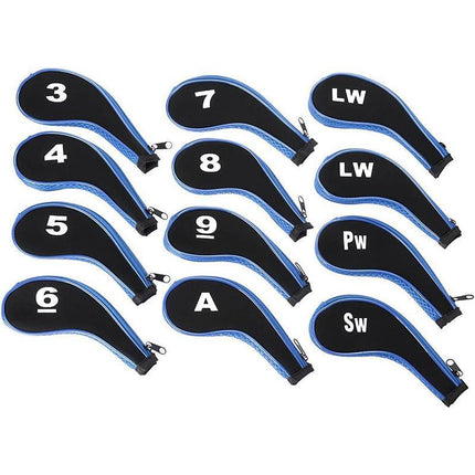 12Pcs Golf Head Cover Iron Putter Driver Headcover Protective Set Club Covers - Red