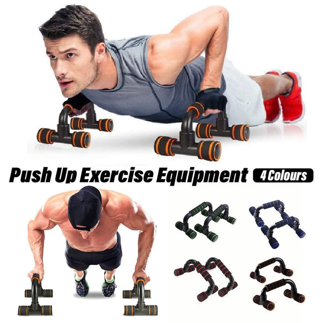 H Shaped Push Up Bars Home Fitness Equipment for Chest Arm Shoulder Training - Blue
