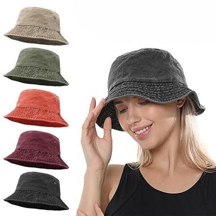 Unisex Men Women Washed Cotton Outdoor Camping Sports Bucket Hats Fisherman Hat - Blue 2