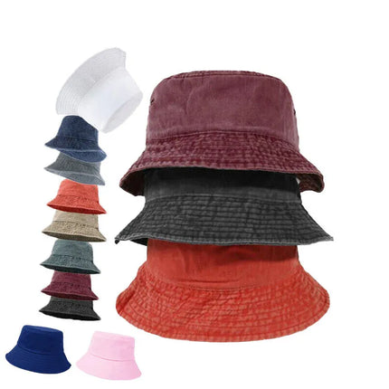 Unisex Men Women Washed Cotton Outdoor Camping Sports Bucket Hats Fisherman Hat - Grey