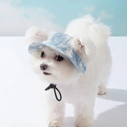 Adjustable Pet Hat with Cute Leaky Ears Sunscreen Fisherman Hat Four Seasons Use - Orange Red - L