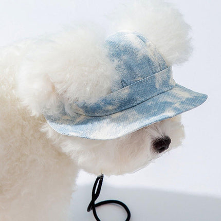 Adjustable Pet Hat with Cute Leaky Ears Sunscreen Fisherman Hat Four Seasons Use - Orange Red - S