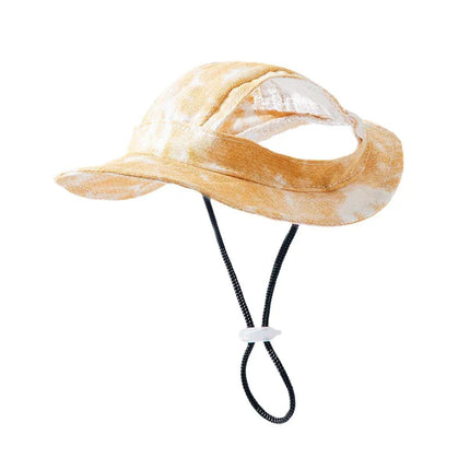 Adjustable Pet Hat with Cute Leaky Ears Sunscreen Fisherman Hat Four Seasons Use - Yellow - S