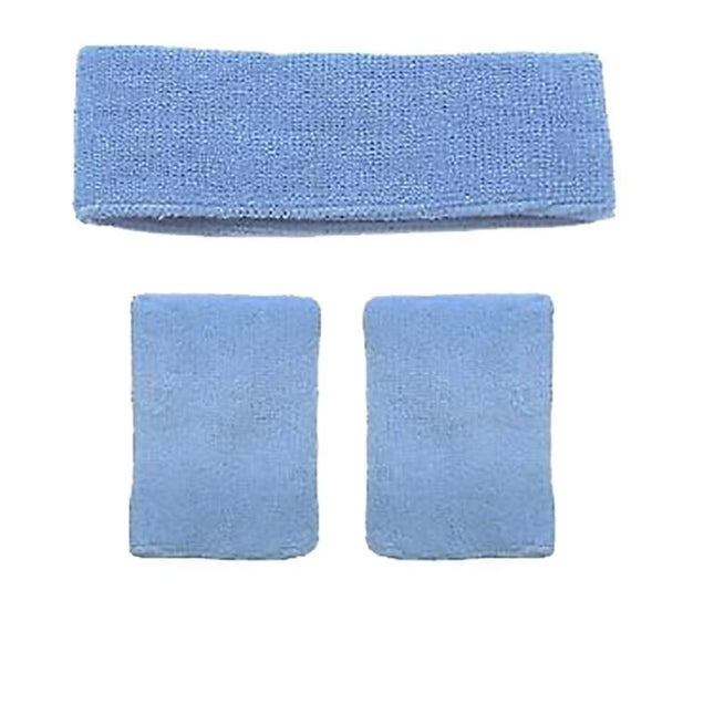 Wristbands Headband Sweatbands Sweat Band For Sport Tennis Badminton Yoga Cotton - Lake Blue