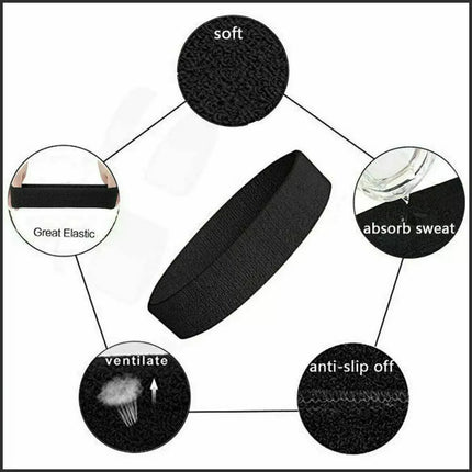 Wristbands Headband Sweatbands Sweat Band For Sport Tennis Badminton Yoga Cotton - Lake Blue