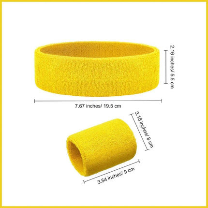 Wristbands Headband Sweatbands Sweat Band For Sport Tennis Badminton Yoga Cotton - White