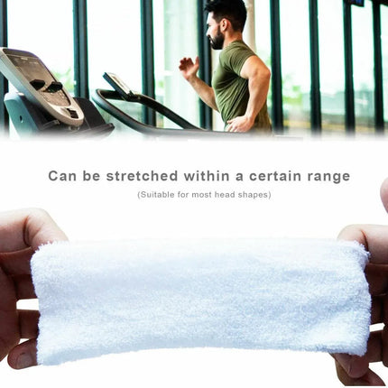 Wristbands Headband Sweatbands Sweat Band For Sport Tennis Badminton Yoga Cotton - White