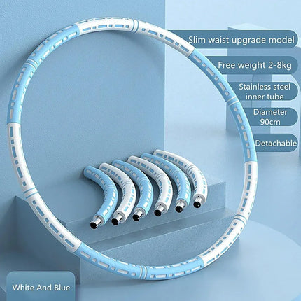 Detachable Weighted Hula Hoop Fitness Equipment for Home Exercise Use - White Purple