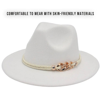 Jazz Hat Autumn Winter Retro Large Brim Hat for Men and Women Stylish Headwear - Black