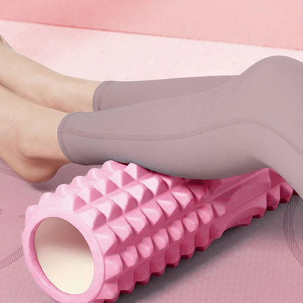 High Density EVA Foam Roller Yoga Massage Stick for Fitness - Wolf Tooth Style Pink-45cm