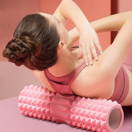 High Density EVA Foam Roller Yoga Massage Stick for Fitness - Wolf Tooth Style Pink-45cm