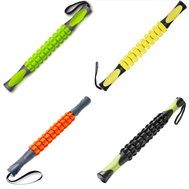 Muscle Roller Stick Full Body Fitness Massage Tool for Home and Gym Use - Yellow