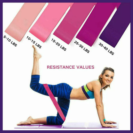 Exercise Resistance Bands Loop Power Strength Training Fitness Yoga Pilates Gym - Set of 5 PCS