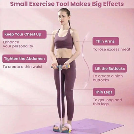 Multifunctional Foot Pedal Resistance Band Home Fitness Pulling Rope Exerciser - Pink