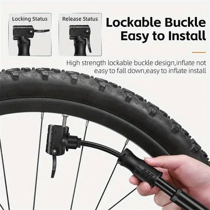 Portable Bicycle Pump Mini Inflatable Tube Pump Tire Inflator for Bike Cycling - Silver