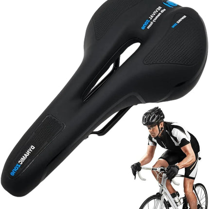 MTB Saddle Hollow Comfort Bicycle Seat Universal Cushion Soft Riding Saddle - Blue