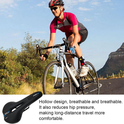 MTB Saddle Hollow Comfort Bicycle Seat Universal Cushion Soft Riding Saddle - Red